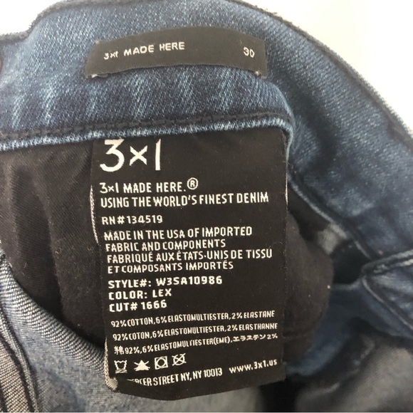3X1 High Rise Straight Leg Jeans Lex Wash 30 - Picture 5 of 6